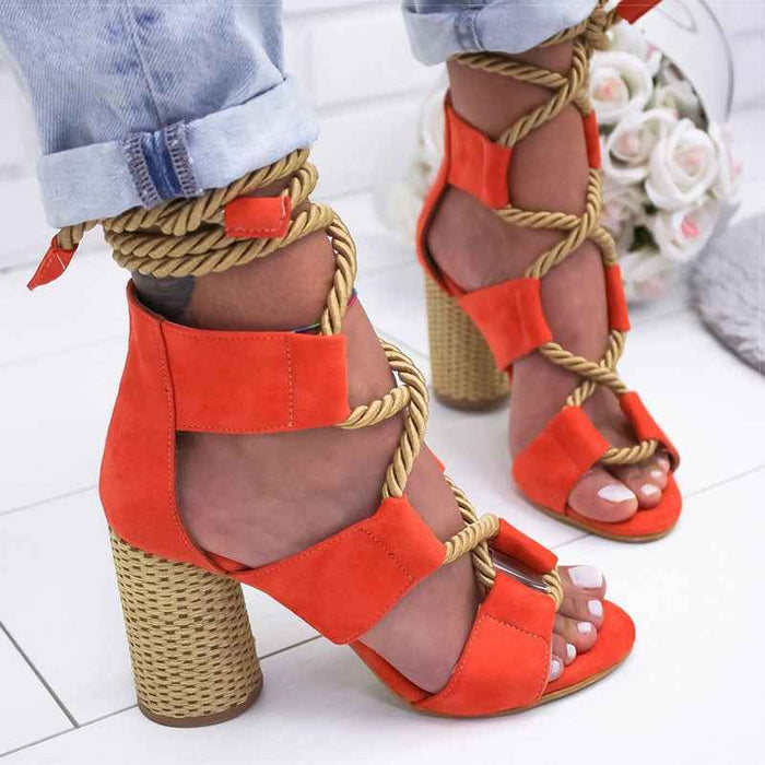 Women Pumps Lace Up High Heels Gladiator Sandals