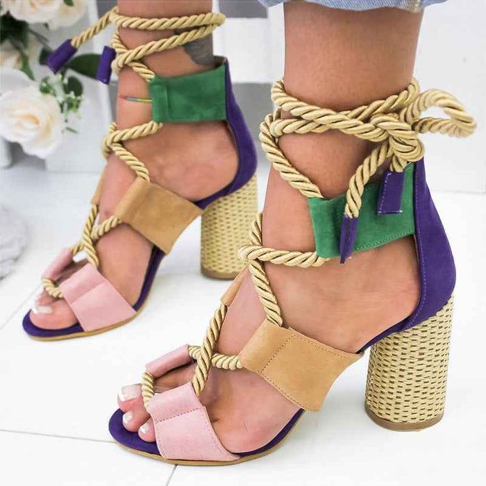 Women Pumps Lace Up High Heels Gladiator Sandals