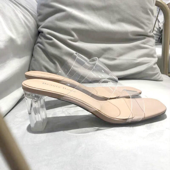 Women Pumps Sandals PVC Jelly Slippers Open Toe High Heels