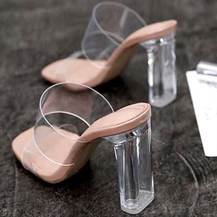 Women Pumps Sandals PVC Jelly Slippers Open Toe High Heels