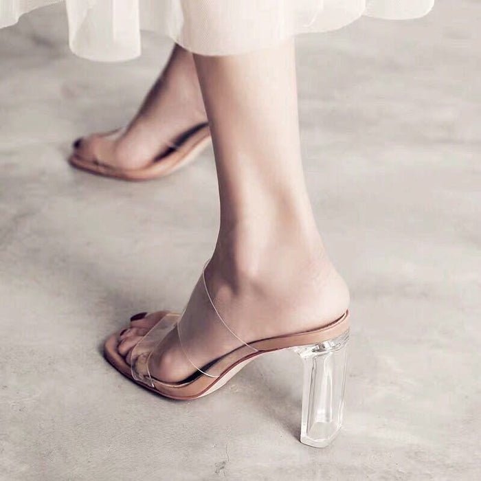 Women Pumps Sandals PVC Jelly Slippers Open Toe High Heels