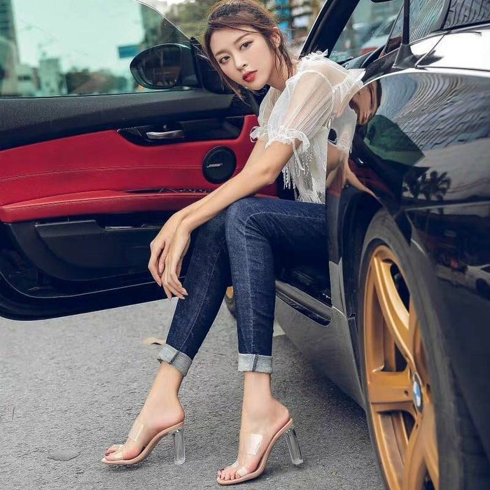 Women Pumps Sandals PVC Jelly Slippers Open Toe High Heels