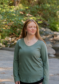 Women's 100% Organic Cotton Long Sleeve Tee - Blank Apparel - Sea Foam