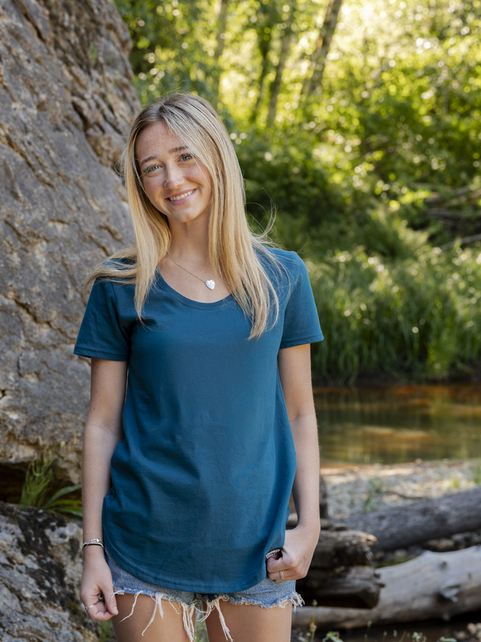 Women's 100% Organic Cotton Tee - Blank Apparel - Ocean