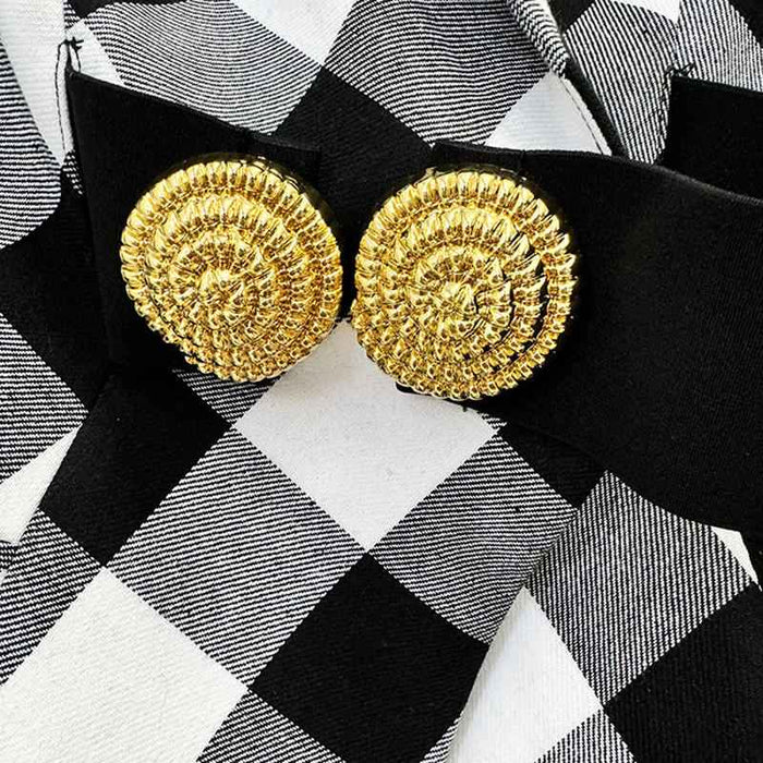 Women’s Black and White Checkered Slim Blazer