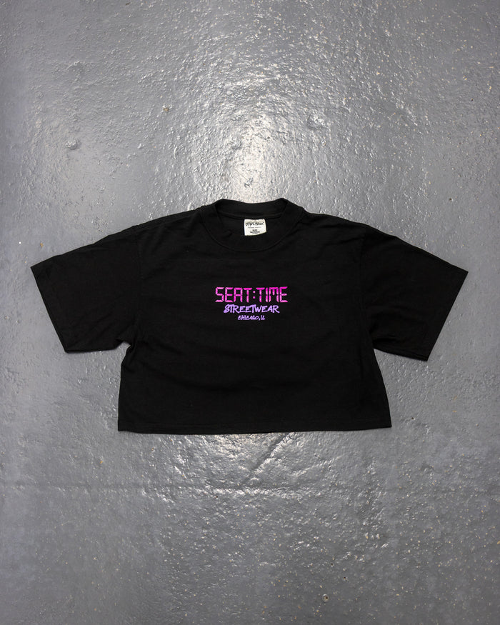 Womens Crop Tee - black/pink/purple