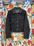 Y2k black denim star beaded jacket