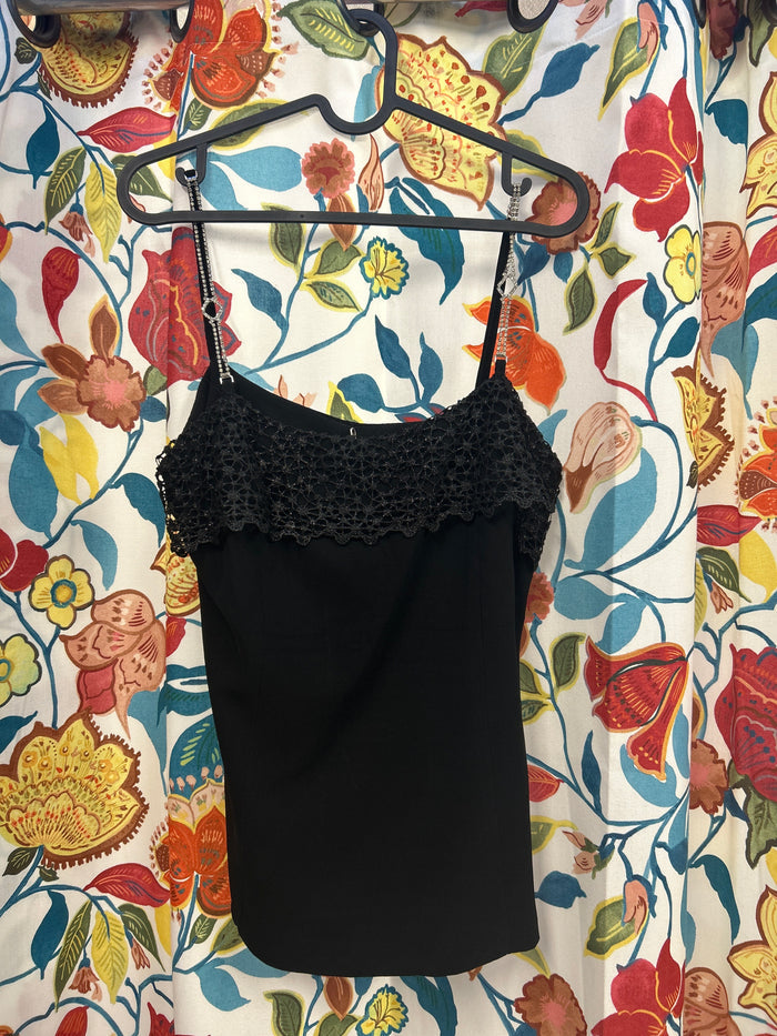 Y2K black going out top with sparkly details