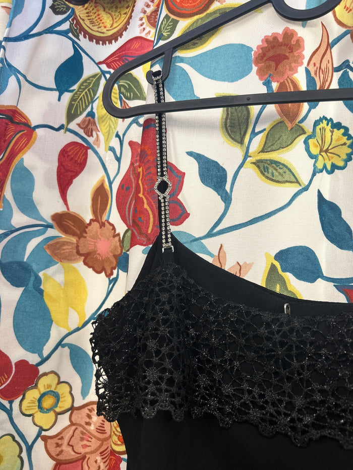 Y2K black going out top with sparkly details