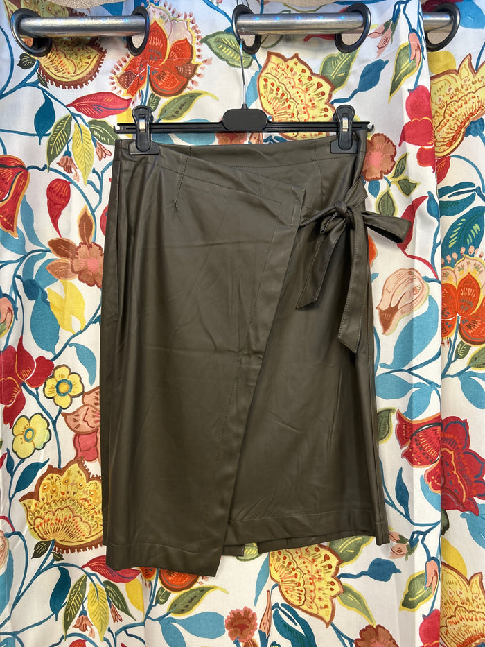 Y2K oltre faux leather brown skirt