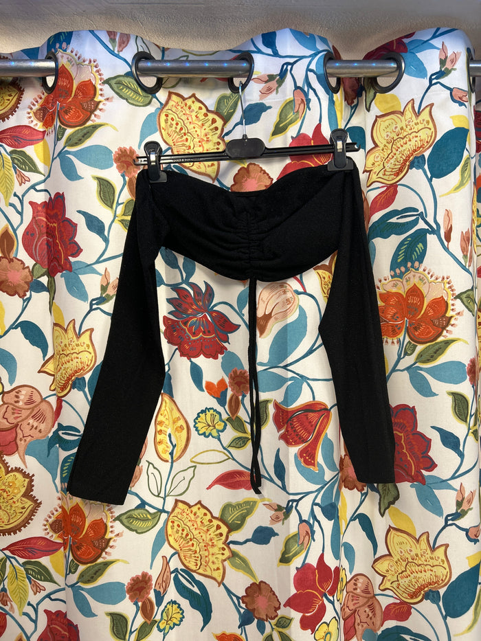 Y2k sparkly tube top with sleeves