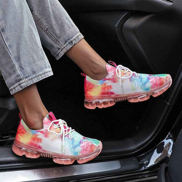 Yellow Mesh Cozy Running Sport Shoes Women Lace Up Sneakers