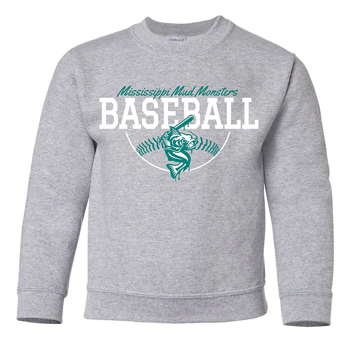 Youth Crewneck - Baseball Outline - Grey