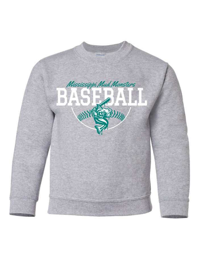 Youth Crewneck - Baseball Outline - Grey