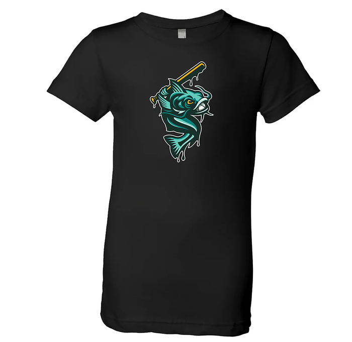 Youth Girls Tee - Swinging Fish - Black