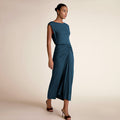 Woman wearing zita dress in moroccan blue | Lead