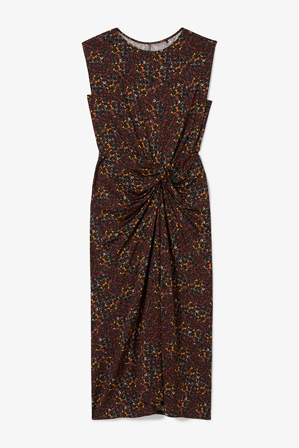 Patterned dress with a knot detail on a white background | Exclude | Still